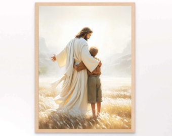 Taught by Him, Christian Art, Jesus and Boy, Picture of Jesus, LDS Art, Bible Verse Wall Art, Parable Art, Jesus and Children, Christian PNG