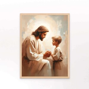 Savior&#39;s Word, Digital Christian Art, Jesus with Boy, Jesus Prints, LDS Painting, Bible Art, Nursery Children Art, Jesus Christ Painting