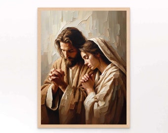 Hombro para orar, arte cristiano, Jesús y la mujer, pintura de Jesús, impresiones mormonas, arte mural con versículos bíblicos, arte religioso, pintura cristiana