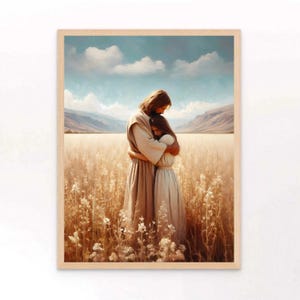 Joyful Faith | Christian Art | Jesus with Woman | Jesus Prints | Jesus and Girl | LDS Art | Jesus Watercolor | Bible Sketches