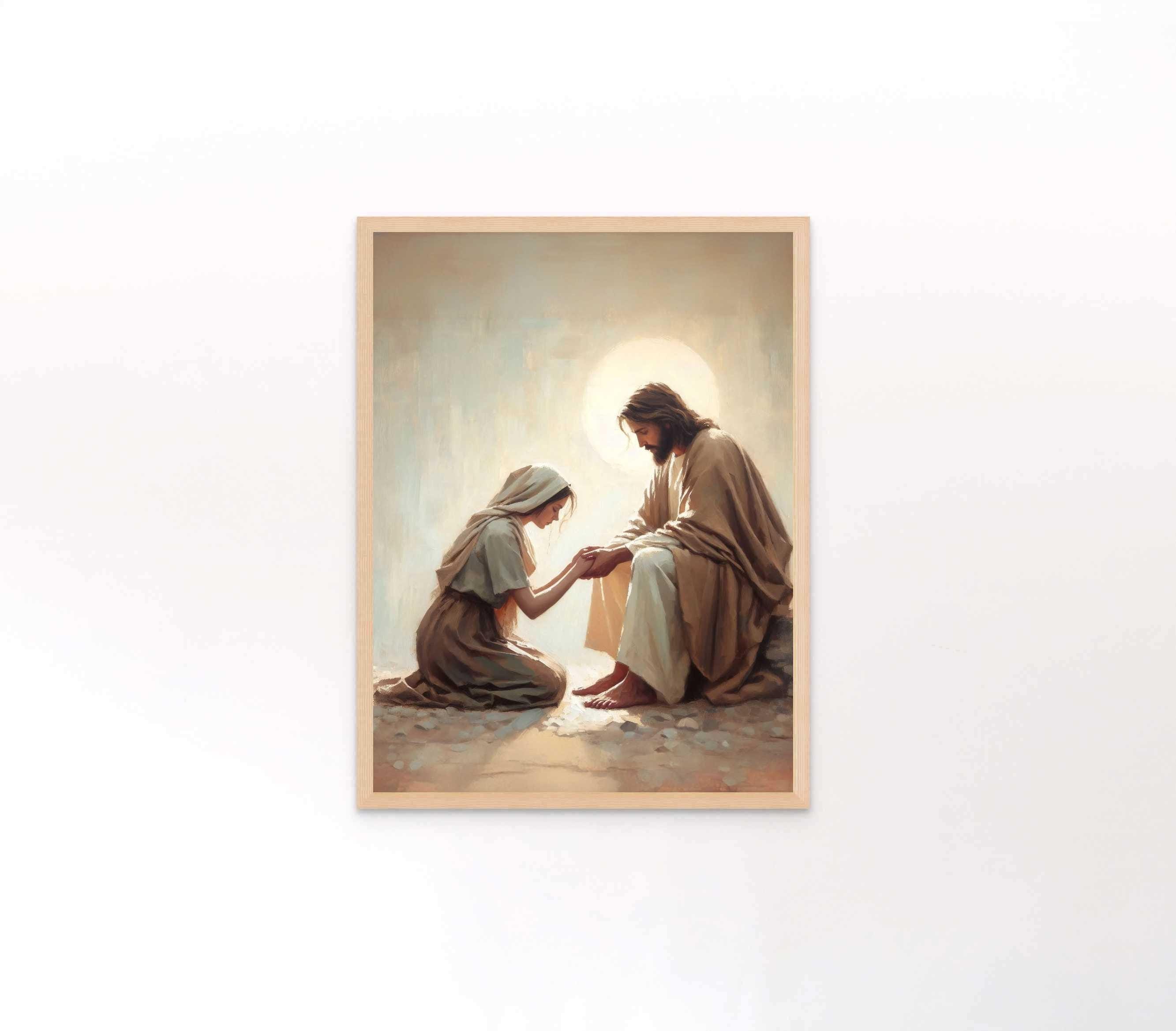 Know Your Savior, Christian Art, Jesus and Woman, Jesus Picture, LDS Painting, Bible Art, Christian Art for Women, Modern Christian Art