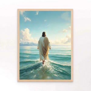 The Miracle of Jesus, Christian Art, Jesus Walking on Water, Picture of Jesus, LDS Prints, Bible Wall Art, Catholic Painting, Jesus Painting