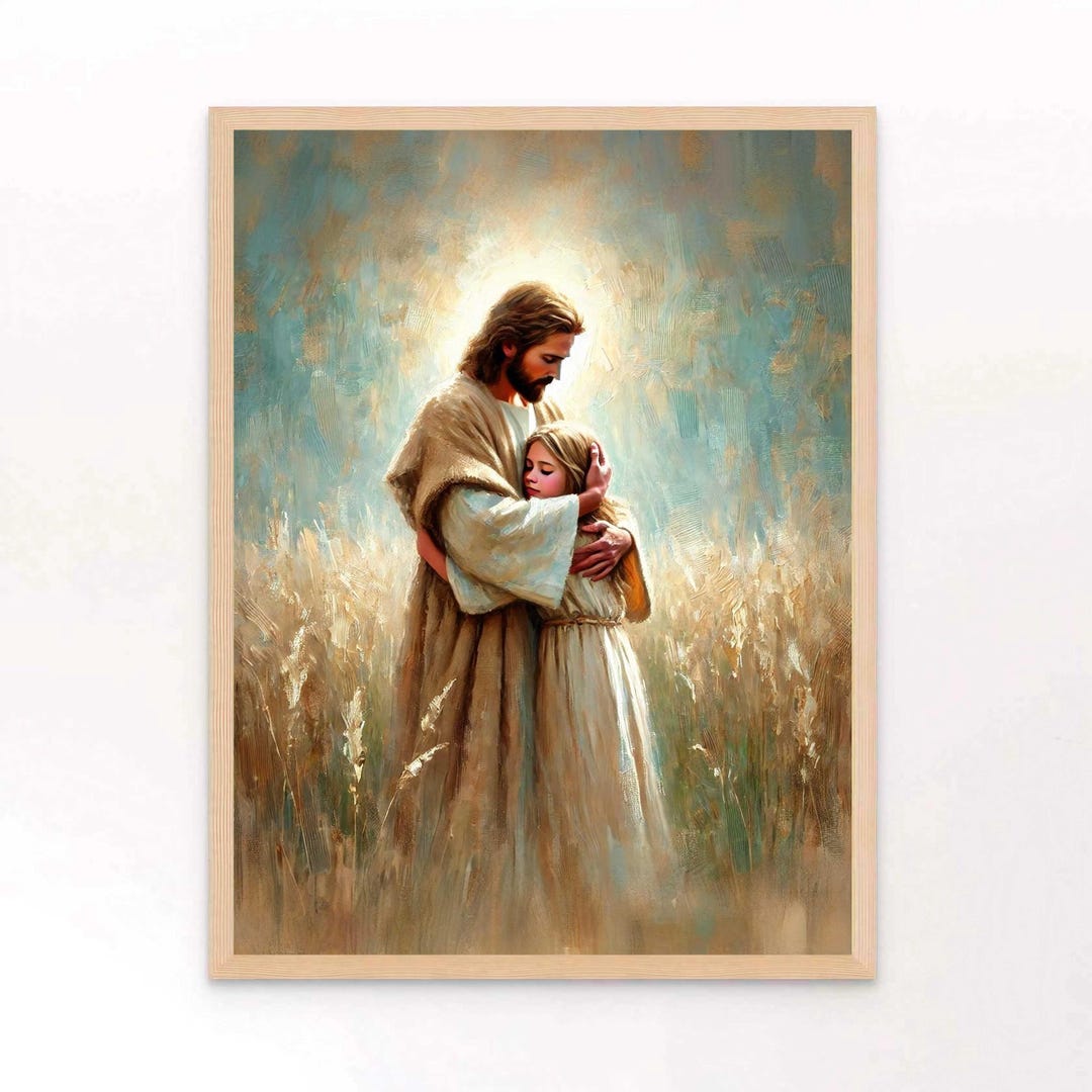 Together in Faith | Christian Watercolor | Jesus With Girl Art | Jesus ...