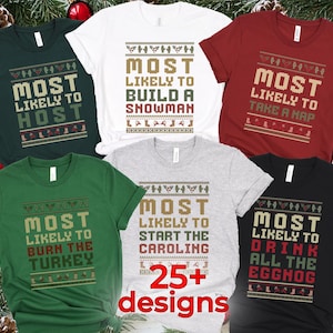 Très probablement, Chemises de Noël assorties, Pyjamas de famille, T-shirts de fête de Noël, Séance photo des Fêtes, Chemises de collègue, Pull moche