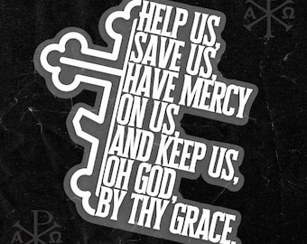 Weißer göttlicher Liturgie-Gebetsaufkleber, kybernetischer Aufkleber, kybernetisches Kreuz, kybernetische Liturgie, kyrillisches Kreuz