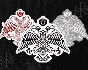 Pegatina de águila bizantina, pegatina ortodoxa, pegatina cristiana ortodoxa, águila bizantina, ortodoxia, cristianismo ortodoxo