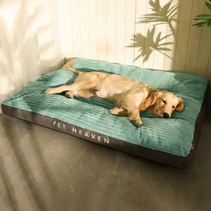 Kuscheliges Hundebett aus weichem Cordstoff und abnehmbarem Bezug Schlafplatz Hund weich Matte Hundematte Cord schlafen Plüsch waschbar Mint