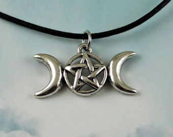 Moon Goddess Mother Moon Links Tribal Triple Moon Pendant Sterling Silver Triple Moon Link on Bar Yoga Boho Symbolic Moons Moons