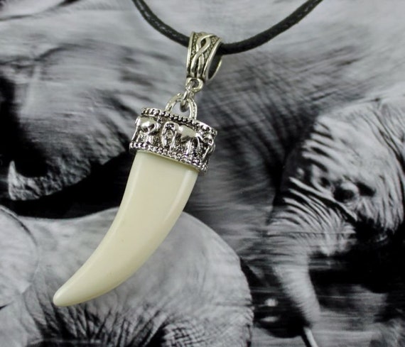 STRONG Elephant Tusk Necklace, Faux Ivory, Antiqued Silver, Tooth, Claw,  Fang, Wolf, Dragon, Mens Jewelry, Unisex, Lucky, Animal, Large - Etsy