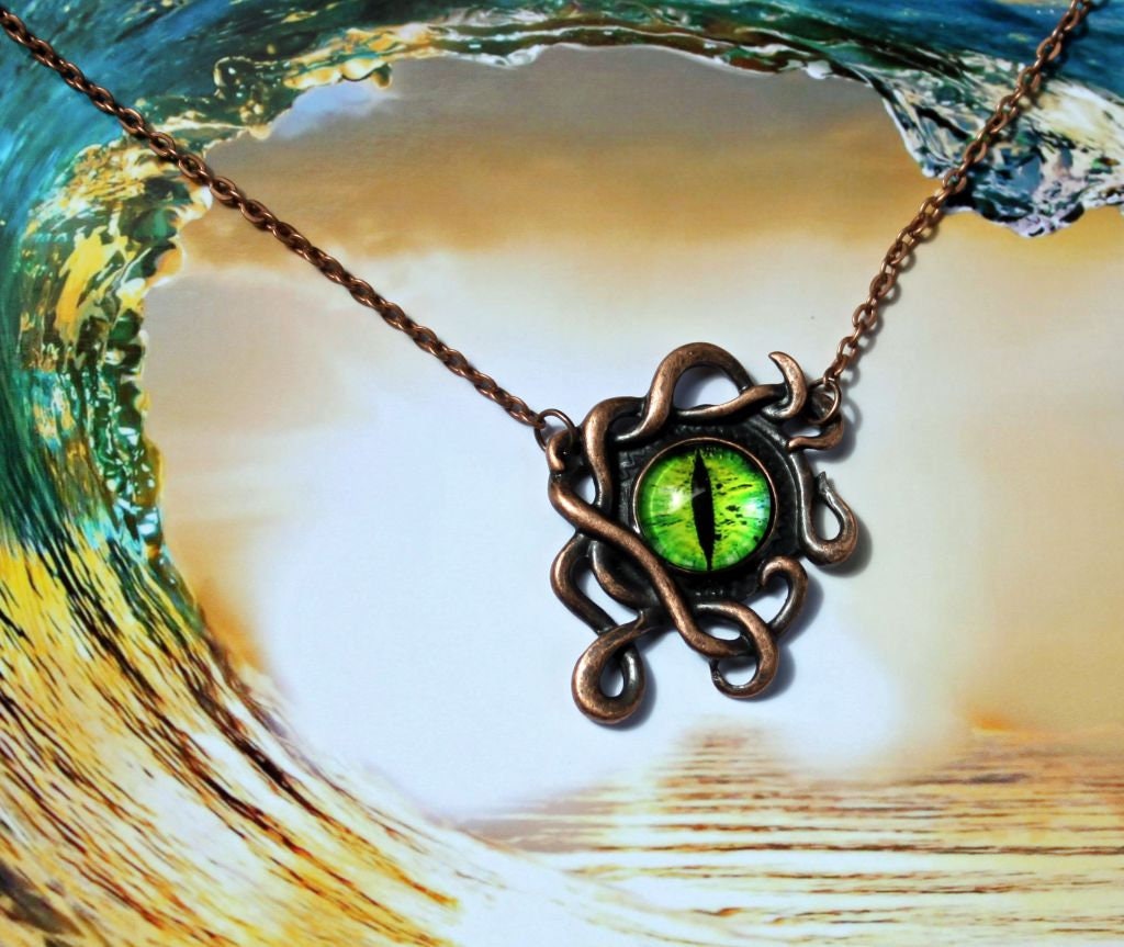 KNUCKER Dragon Eye Necklace, Green Eye, Kraken Pendant