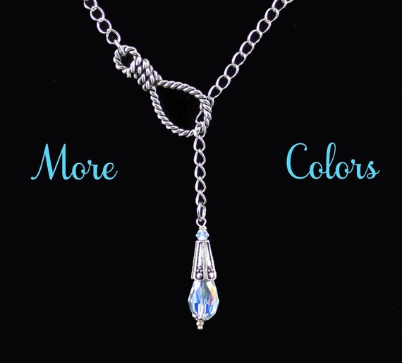 MORTICIA Hangman s Noose Lariat Necklace Choker Faceted Crystal