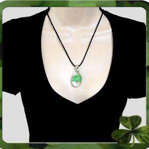 PURE LUCK Real 4 Leaf Clover Necklace, Shamrock, Large or Small Teardrop, St Patricks, Irish, Nature, Lucky, Personalized, Leather, Chain image 9