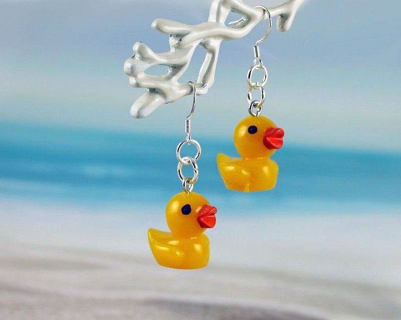 RUBBER DUCKY Earrings Sterling Silver Earwires Silver Etsy