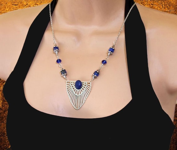 Isis Egyptian Revival Necklace Lapis Lazuli Gemstone Blue - Lapis Lazuli Pendant Of Isis Isis Egyptian Revival Necklace Lapis Lazuli Gemstone Blue - Lapis Lazuli Pendant Of Isis