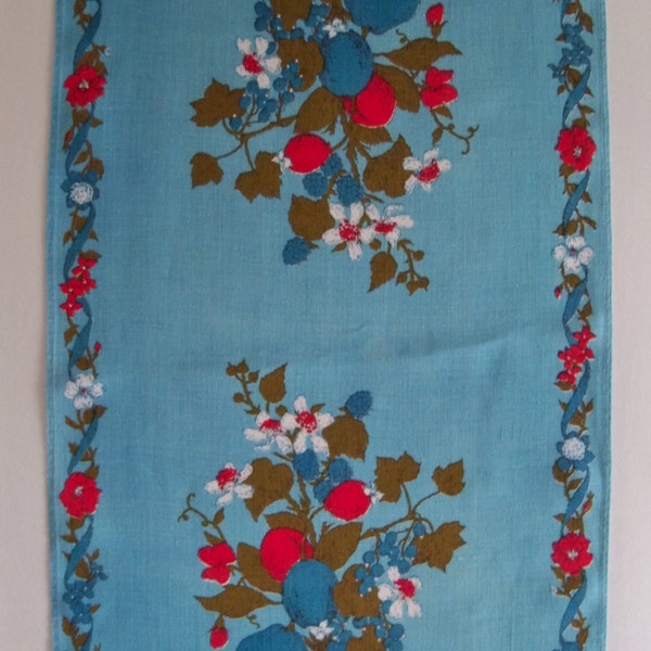Vintage Linen Designer Tea Towel - Luther Travis Fruits and Flowers