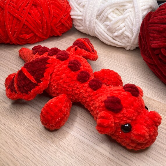 Crocheted Dragon Plush Toy: Handmade Amigurumi Chenille Dragon