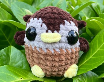 Handmade Crocheted Owl Plush: Chenille Amigurumi Toy