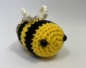 Crochet Bee Keychain: Handmade Cotton Plushie Bag Charm