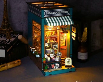 Bookstore Themed Book Nook | 3D Wooden Booknook Kit | DIY Doll House | Bookshelf Decor | Shelf Insert | Puzzle Toy | Gift for Reader