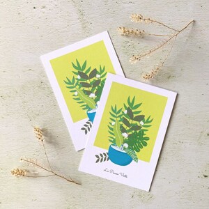 Carte postale bouquet fleurs vert