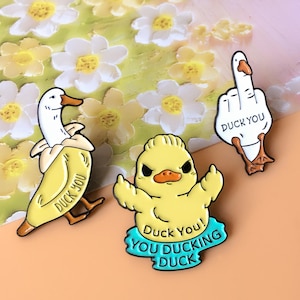 Funny Duck Enamel Pin | Cute Animal Badge Pin | Lapel Pin | Collar Pin | Brooch Accessory | Enamel Pin Set | Gift for Her/Him
