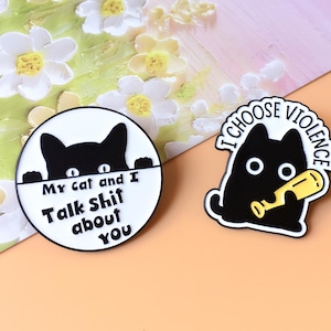 Funny Black Kitten Enamel Pin | Cute Badge Pin | Lapel Pin | Collar Pin | Brooch Accessory | Enamel Pin Set | Gift for Her/Him