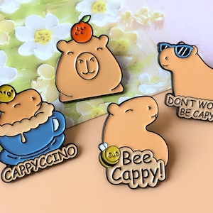 Cute Capybara Enamel Pin | Funny Badge Pin | Lapel Pin | Collar Pin | Brooch Accessory | Enamel Pin Set | Gift for Her/Him