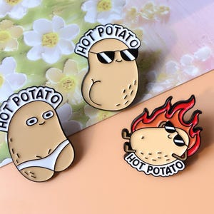 Cute Little Potatoes Enamel Pin | Funny Badge Pin | Lapel Pin | Collar Pin | Brooch Accessory | Enamel Pin Set | Gift for Her/Him