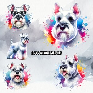 5 adesivi impermeabili Schnauzer bianchi. Regalo perfetto per gli amanti dello Schnauzer. Bellissimi adesivi estetici.