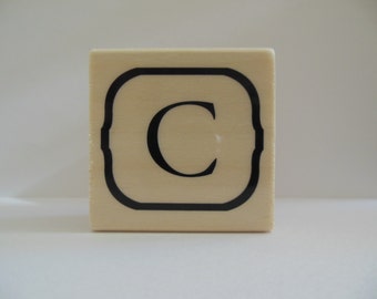 Letter C Rubber Stamp - Blooming Petals Collection - Wood Mounted Rubber Stamp - Alphabet Letter C Stamp