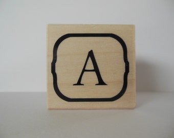 Letter A Rubber Stamp - Blooming Petals Collection - Wood Mounted Rubber Stamp - Alphabet Letter A Stamp