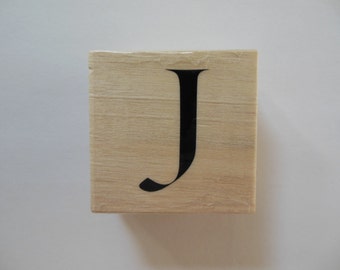 Letter J Stamp - Shades of Sorbet Collection - Wood Mounted Rubber Stamp - Alphabet Letter J Stamp