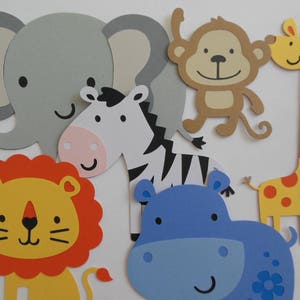 Safari or Zoo Animal Cutouts - Lion, Giraffe, Zebra, Elephant, Hippo and Monkey - Birthday Party Decorations - Baby Shower Decor - Set of 6