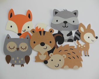 Woodland Forest Animal Cutouts - Child Birthday Party Decorations - Gender Neutral Baby Shower Decorations - Photo Props - Set of 6