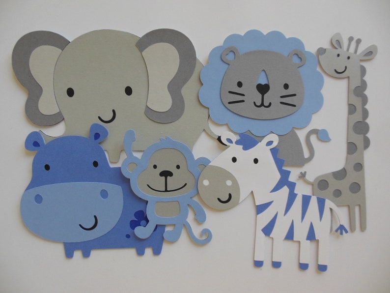 Giraffe Lion Baby Shower Decor Safari or Zoo Animal Cutouts Zebra Elephant Set of 6 Hippo and Monkey Birthday Party Decorations
