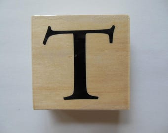 Letter T Rubber Stamp - Autumn Bouquet Collection - Wood Mounted Rubber Stamp - Alphabet Letter T Stamp