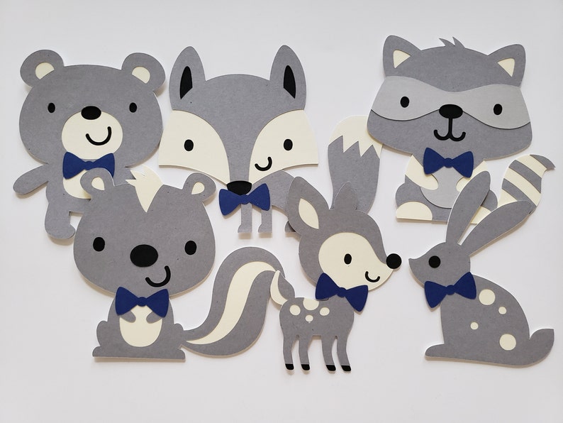Woodland Forest Animal Cutouts Gray And Cream Boy Baby Etsy