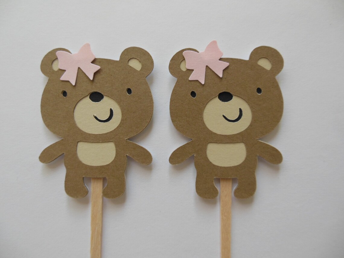 Teddy Bear Cupcake Toppers - Girl Birthday Decorations - Girl Baby ...