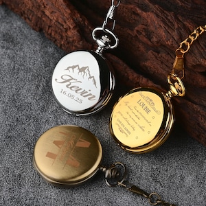 Custom Engraved Pocket Watch, Personalized Gift For Him, Groomsmen, Anniversary Or Wedding Party Keepsake, Unique Personalized Pocket Watch