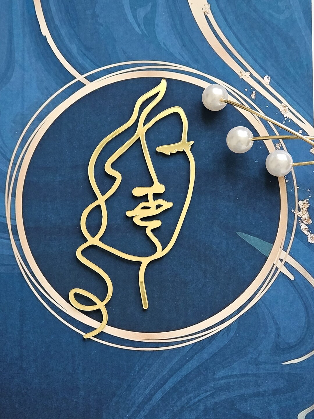 Line Character Topper Womens Face Line Art Cake Topper Silhouette,line Art Cake Topper ...