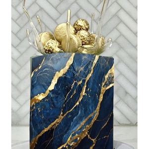Edible Marble Gold Blue Cake Wrap Photo Edible Cake Border ICING/WAFER !