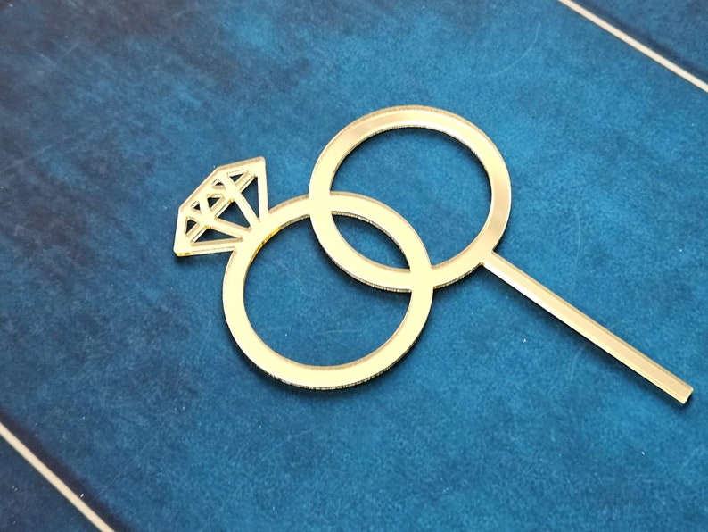 Two Ring Topper Engagement Ring Acrylic Cake Topper Diamond Ring Wedding Acrylic Cake ...