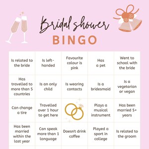 Bridal Shower Bingo Etsy