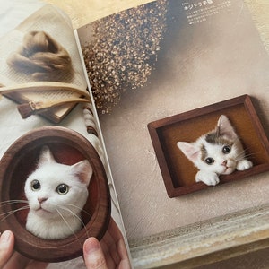 Ritratto di un gatto realizzato in feltro di lana Come realizzare WAKUNEKO Libro di artigianato giapponese immagine 2