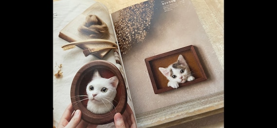 羊毛フェルトで作る猫のポートレート - わくねこの作り方 - 日本の