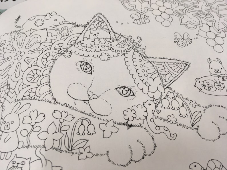 Cat Coloriage Japanese Coloring Book by Sayo Kurami | Etsy