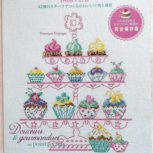 Doucs et gourmandises au point de croix Pretty Sweets From Paris CROSS STITCH Designs by Veronique Enginger - Japanese Craft Book