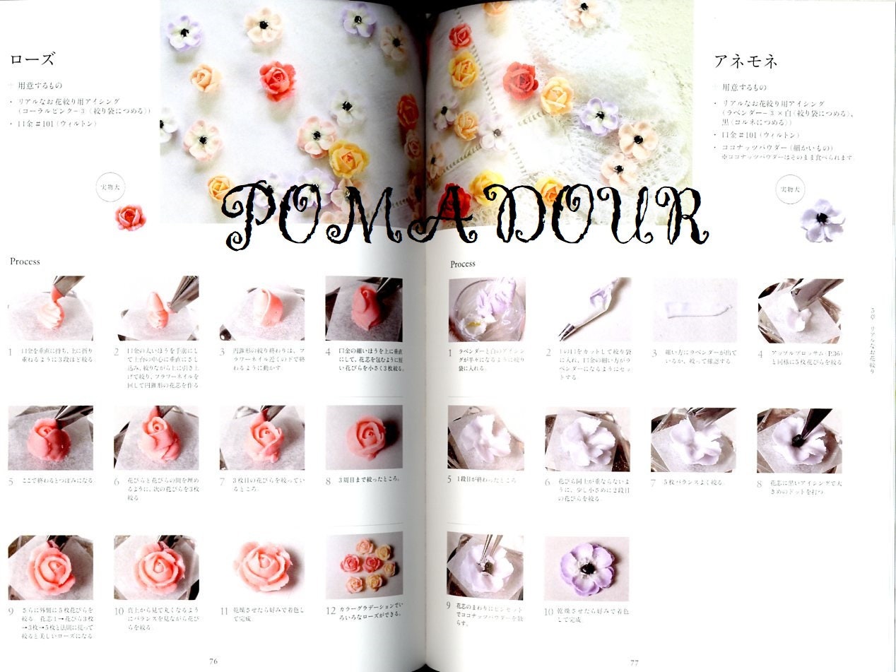 Royal Icing Flowers - Japanese Craft Cooking Book - Etsy