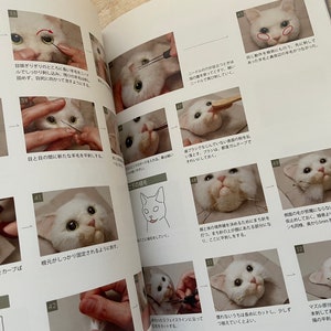 Portrait d'un chat en feutre de laine Comment faire WAKUNEKO Livre d'artisanat japonais image 6