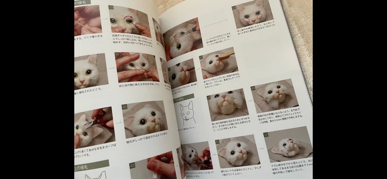 Ritratto di un gatto realizzato in feltro di lana Come realizzare WAKUNEKO Libro di artigianato giapponese immagine 6